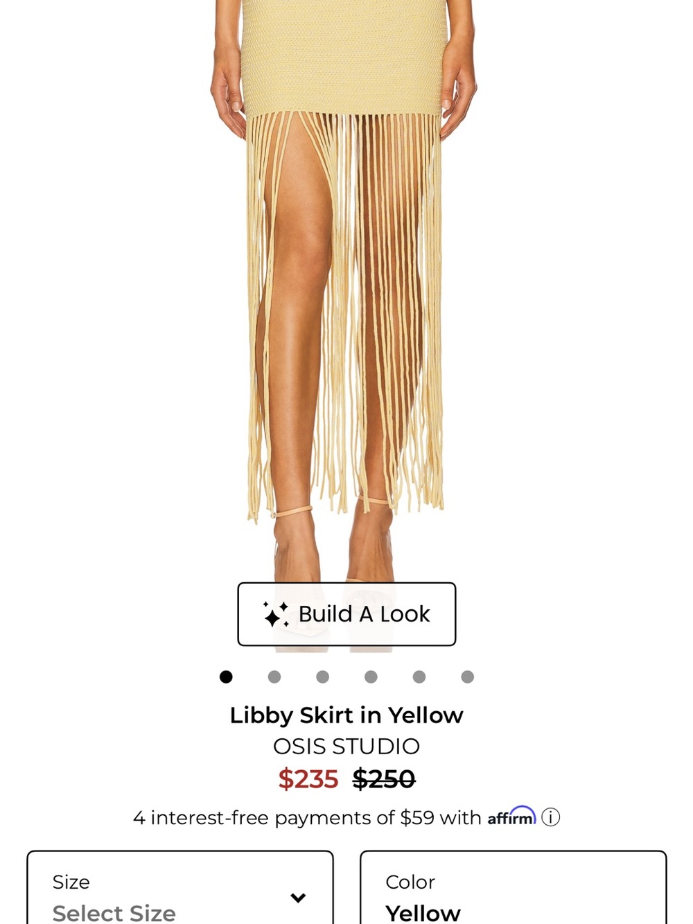 OSIS Studio Yellow Fringe Maxi Skirt